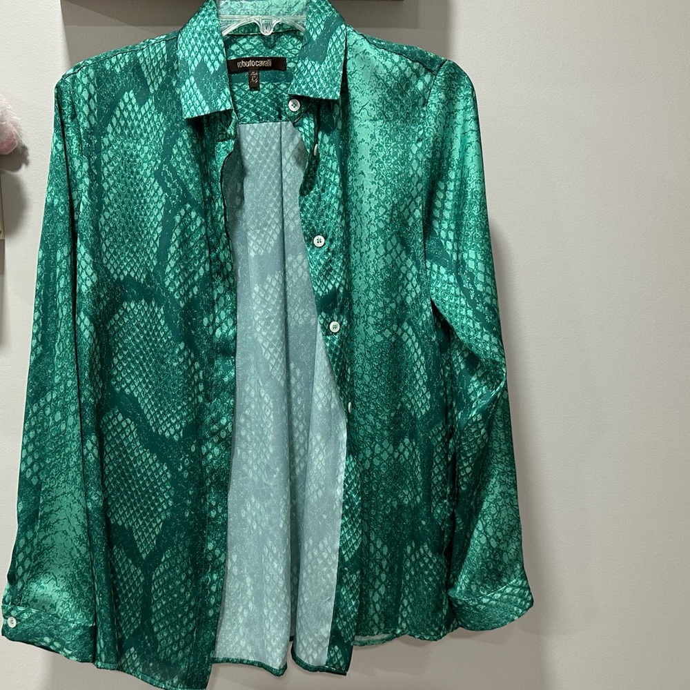 Roberto Cavalli green blouse size 44 us size M